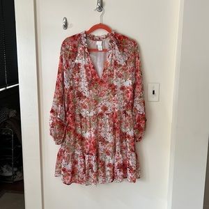 H&M| Pink floral mini dress Small